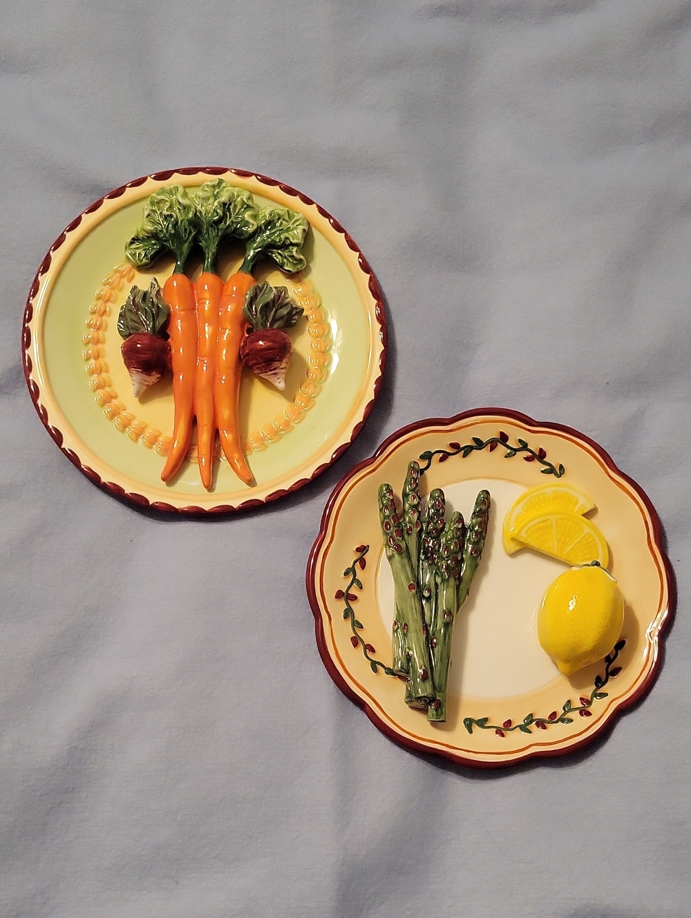 Vintage Bella Casa by Ganz Decorative Ceramic Vegetable Wall Plates Set Of Two
